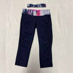 LuluLemon Retro Spin 3/4 Capri’s w/ Matching headband. Size 6